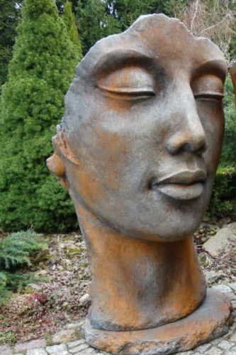 Gesicht Portrait Frau 115 cm Skulptur Rosteffekt