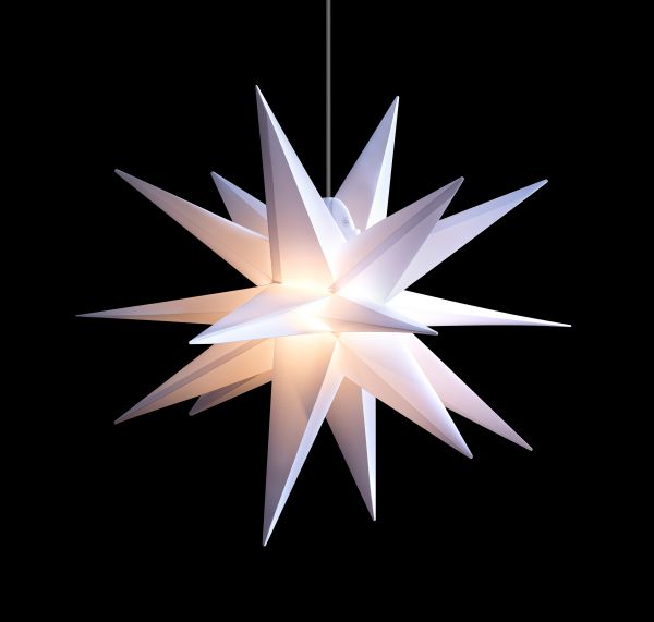 LED 3D Weihnachtsstern weiß 55cm inkl. Leuchtmittel + Timer Außenstern Weihnachten für innen & außen
