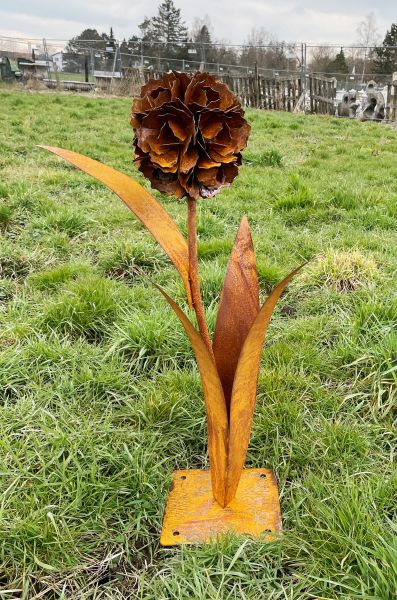 3D Pusteblume mit einer Blüte H90cm Deko-Blume Löwenzahn Edelrost